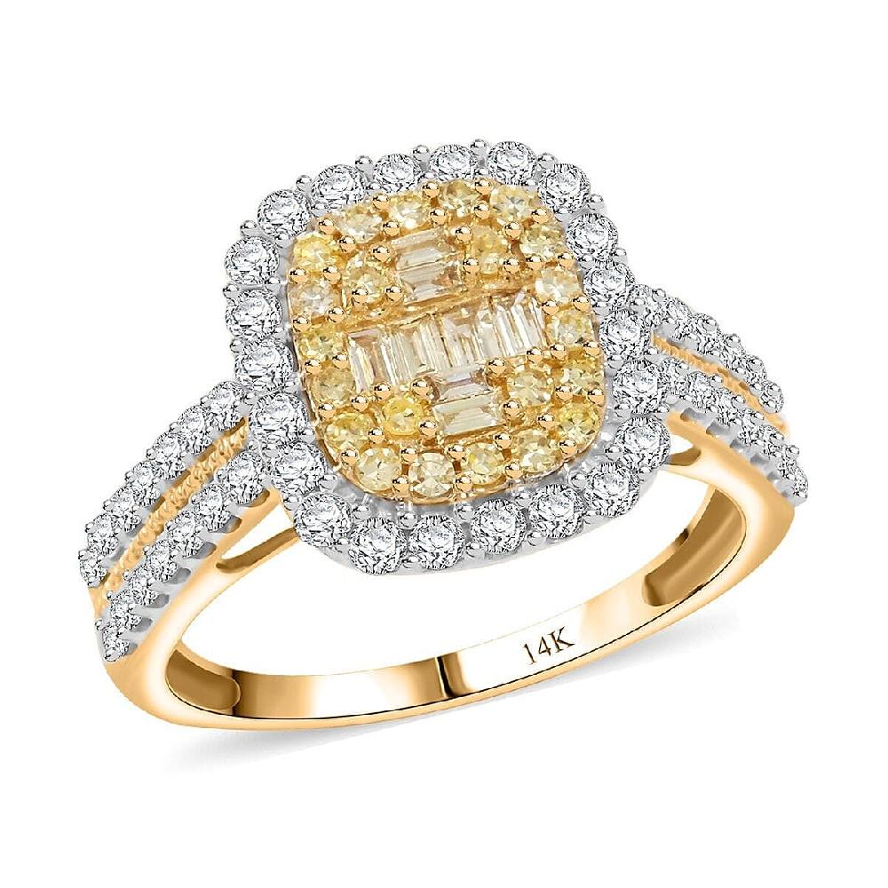 shop lc Natural Yellow and White Diamond 1.00 ctw Ring in 14K Yellow Gold