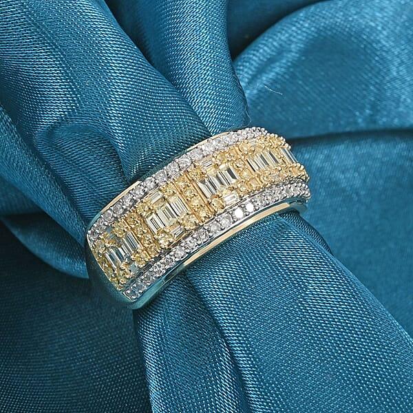 Shop Lc Natural Yellow And White Diamond Ring In 14K Yellow Gold 0.75 Ctw
