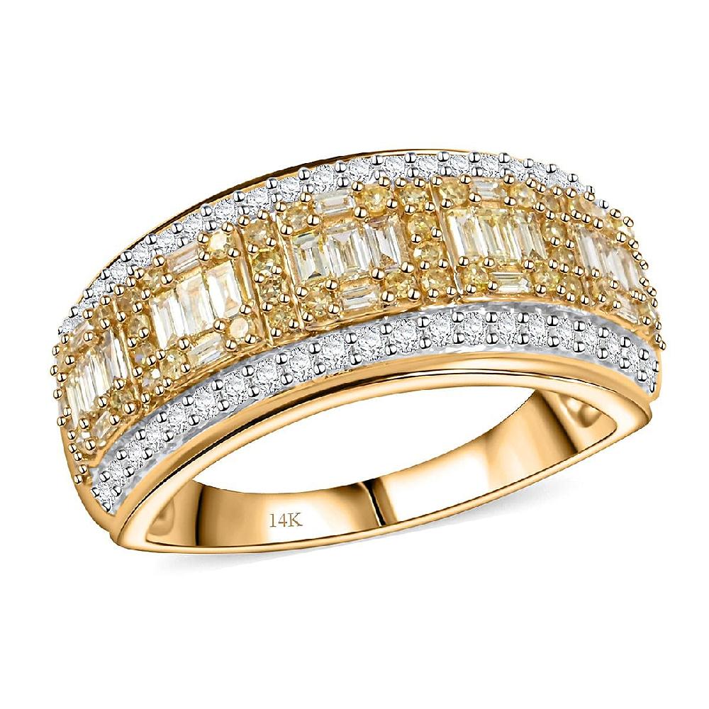 shop lc Natural Yellow and White Diamond Ring in 14K Yellow Gold 0.75 ctw