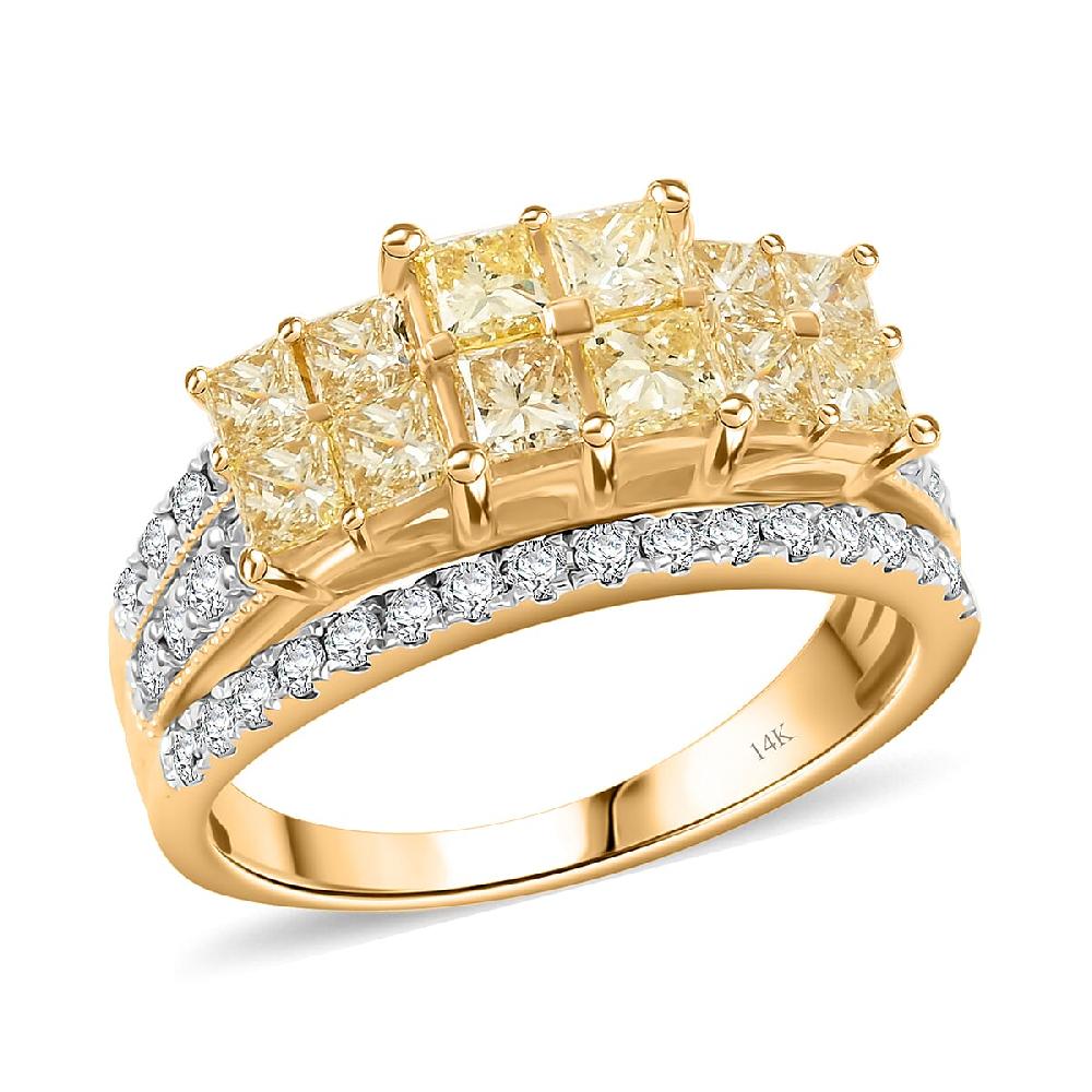 shop lc Natural Yellow and White Diamond (SI) 2.03 ctw Ring in 14K Yellow Gold
