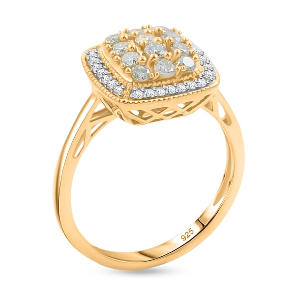 Shop Lc Natural Yellow Diamond White Diamond Ring In 14K YG Over Sterling Silver 0.50 Ctw