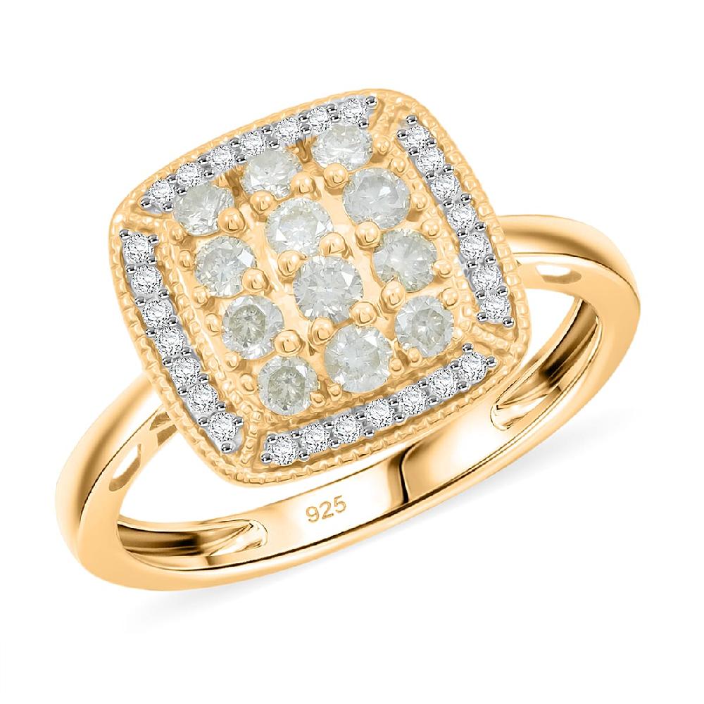 shop lc Natural Yellow Diamond White Diamond Ring in 14K YG Over Sterling Silver 0.50 ctw