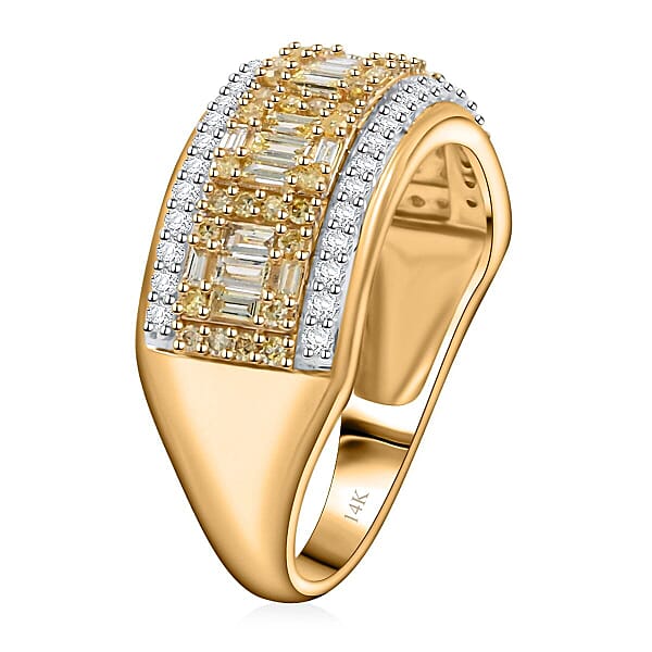 Shop Lc Natural Yellow Diamond White Diamond Ring In 14K Yellow Gold 0.75 Ctw