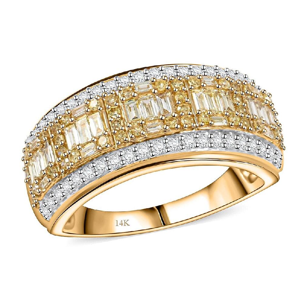 shop lc Natural Yellow Diamond White Diamond Ring in 14K Yellow Gold 0.75 ctw