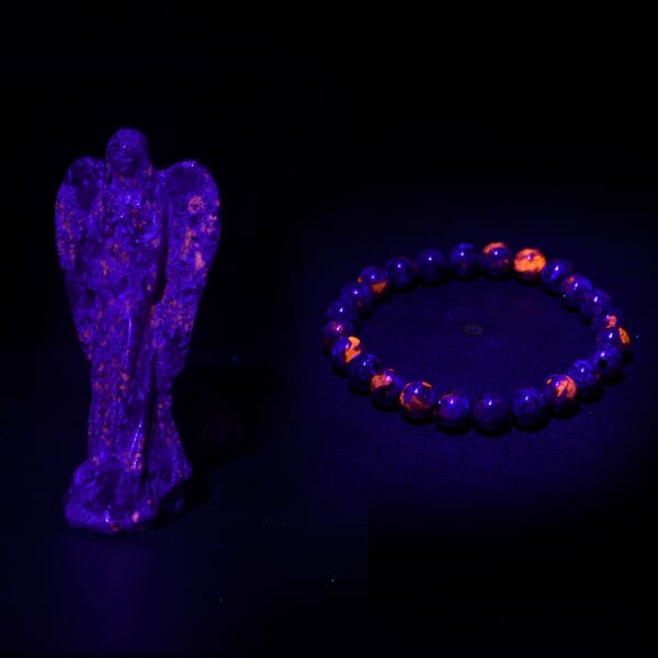Shop Lc Natural Yooperlite 375.00 Ctw Angel And Beaded Stretch Bracelet With Free UV Flash Light