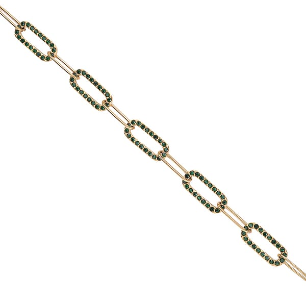 Shop Lc Neon Green Austrian Crystal Paper Clip Chain Necklace In ION Plated YG Stainless Steel 20-22 Inches Tarnish-Free Waterproof Sweat Proof Jewelry