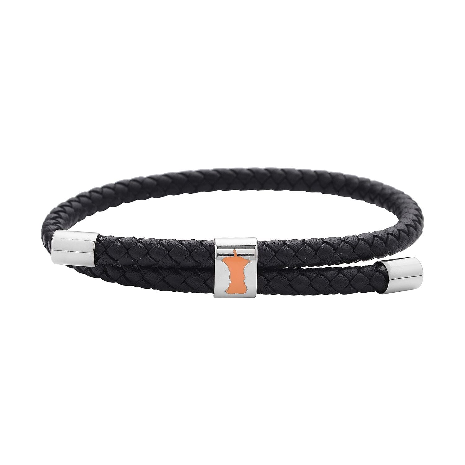 shop lc No Kid Hungry Enameled Logo Adjustable Bracelet in Genuine Leather and Stainless Steel Tarnish-Free Waterproof Sweat Proof Jewelry