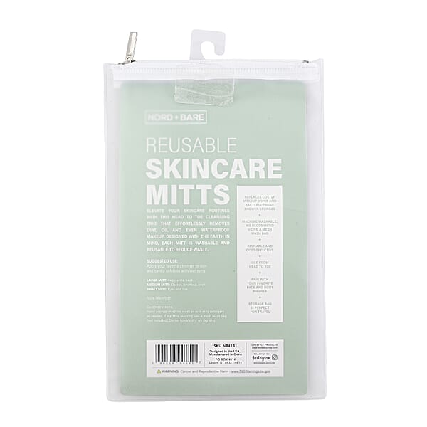 Shop Lc Nord + Bare 3 Pieces Cleansing Mitts- Jade Green