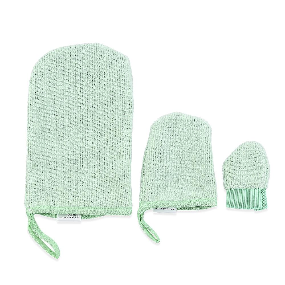 shop lc Nord + Bare 3 Pieces Cleansing Mitts- Jade Green
