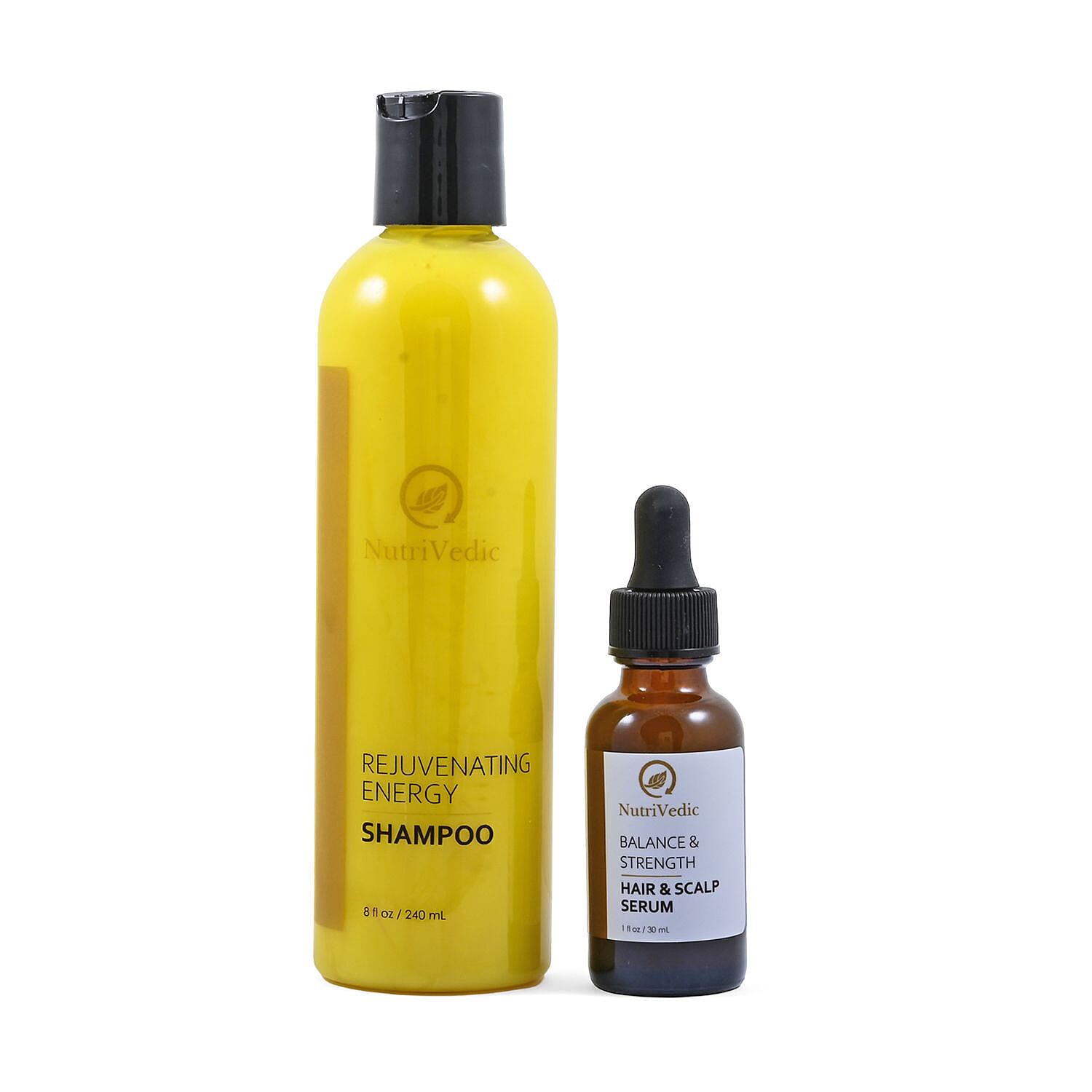 shop lc NutriVedic Rejuvenating Energy Shampoo (8 oz) with Hair & Scalp Serum (1oz) Made in US