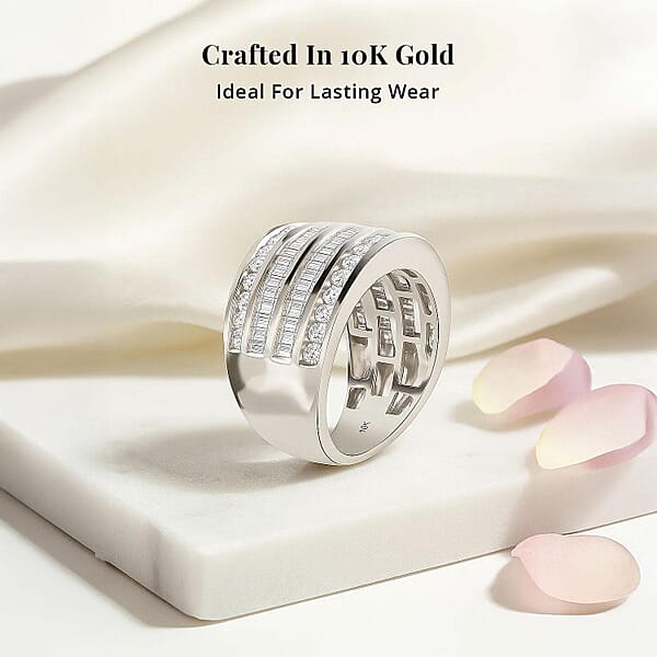 Shop Lc NY Closeout 10K White Gold Diamond (G-H SI) Multi Row Ring Wedding Band Ring For Women (8.80 G) 2.00 Ctw