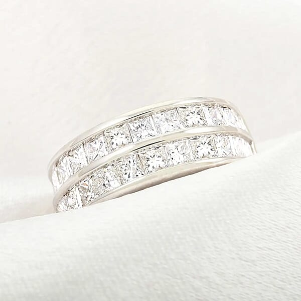 Shop Lc NY Closeout 14K White Gold G-H I1-I2 Diamond Half Eternity Band Ring 5.10 Grams 2.00 Ctw