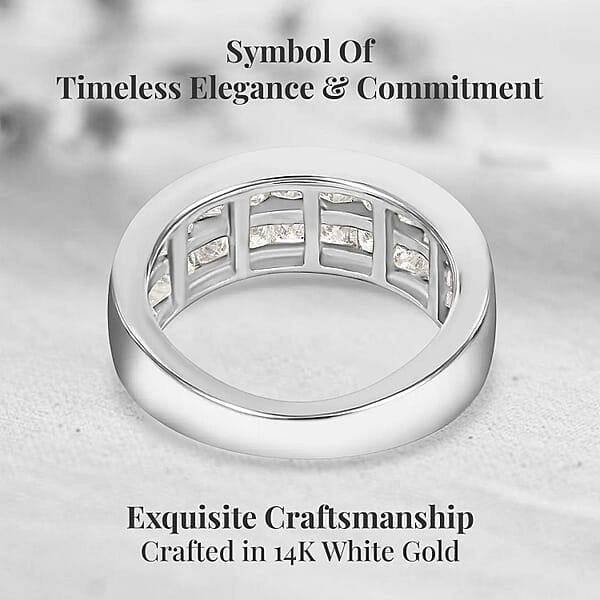 Shop Lc NY Closeout 14K White Gold G-H I1-I2 Diamond Half Eternity Band Ring 5.10 Grams 2.00 Ctw