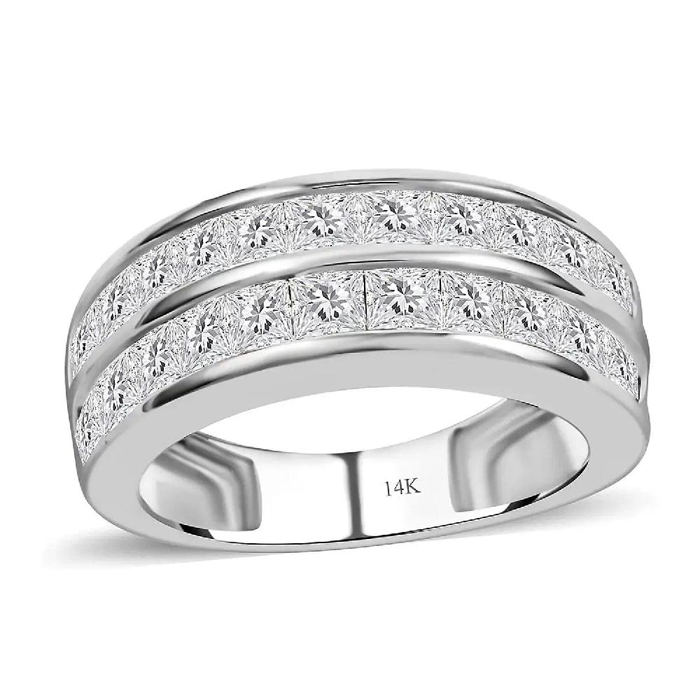shop lc NY Closeout 14K White Gold G-H I1-I2 Diamond Half Eternity Band Ring 5.10 Grams 2.00 ctw