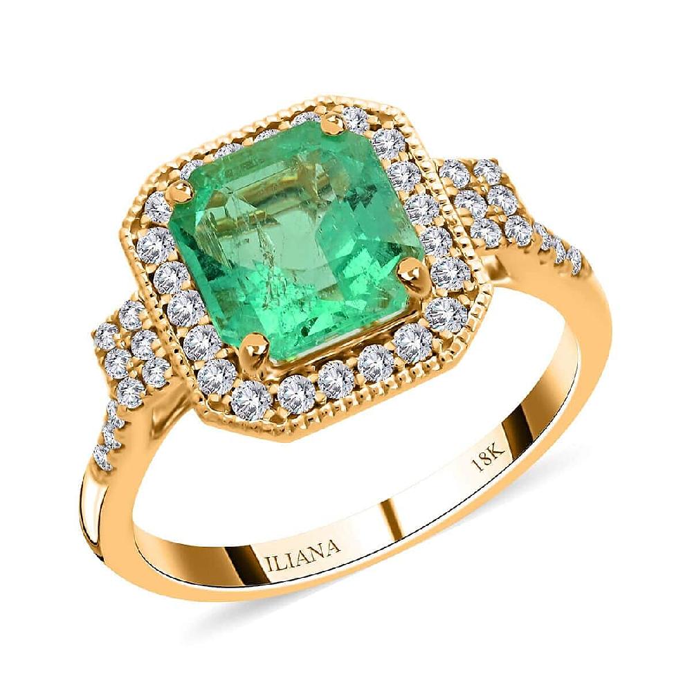shop lc One Of A Kind Certified and Appraised Iliana AAA Boyaca Colombian Emerald and SI Diamond 2.10 ctw Ring in 18K Yellow Gold 4.55 Grams