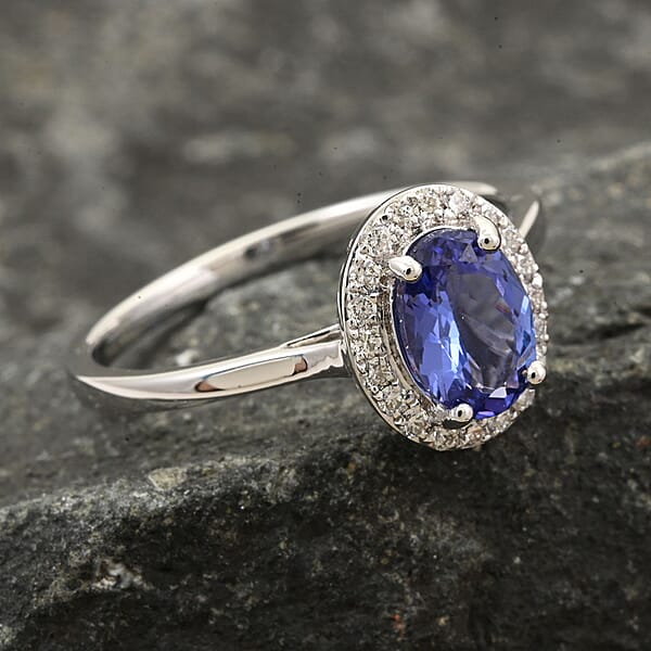 Shop Lc One Of A Kind Certified & Appraised Iliana 18K White Gold AAA Tanzanite And G-H SI Diamond Halo Ring 1.00 Ctw