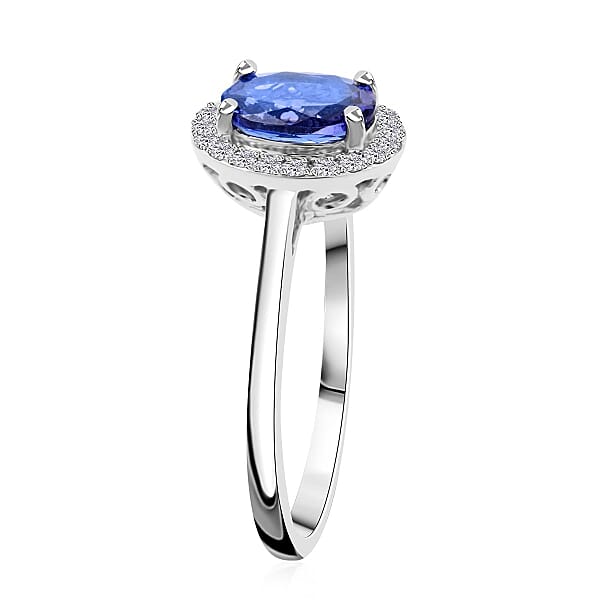 Shop Lc One Of A Kind Certified & Appraised Iliana 18K White Gold AAA Tanzanite And G-H SI Diamond Halo Ring 1.00 Ctw