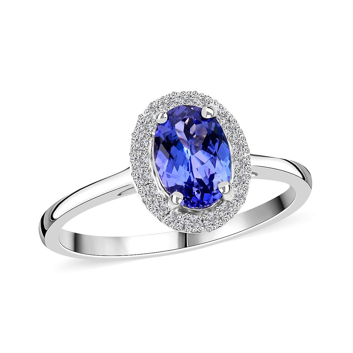 shop lc One Of A Kind Certified & Appraised Iliana 18K White Gold AAA Tanzanite and G-H SI Diamond Halo Ring 1.00 ctw