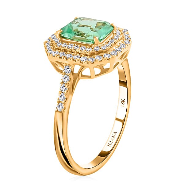 Shop Lc One Of A Kind Certified & Appraised Iliana AAA Boyaca Colombian Emerald And Diamond G-H SI 1.70 Ctw Ring In 18K Yellow Gold 7.70 Grams