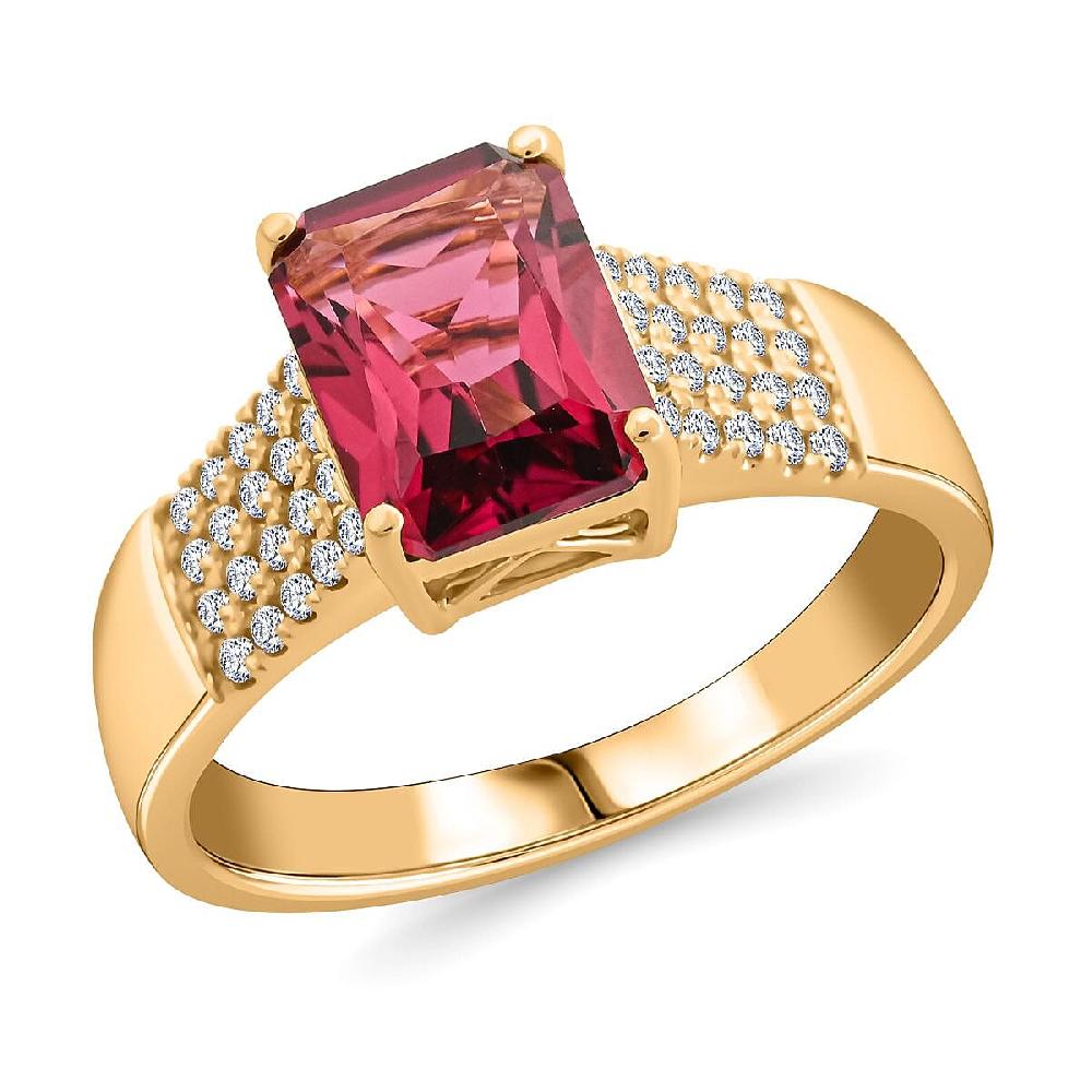 shop lc One Of A Kind Certified & Appraised Iliana AAA Ouro Fino Rubellite and G-H SI Diamond 2.20 ctw Ring in 18K Yellow Gold 5.50 Grams