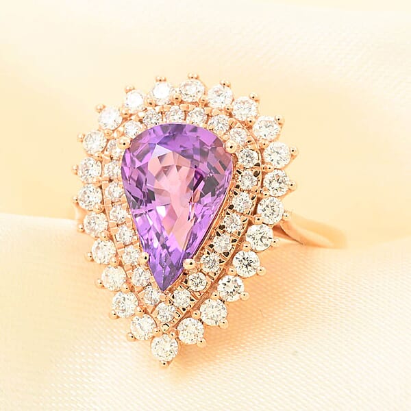 Shop Lc One Of A Kind Certified & Appraised Iliana AAA Purple Sapphire And G-H SI Diamond 3.80 Ctw Ring In 18K Rose Gold