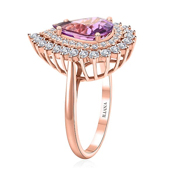 Shop Lc One Of A Kind Certified & Appraised Iliana AAA Purple Sapphire And G-H SI Diamond 3.80 Ctw Ring In 18K Rose Gold