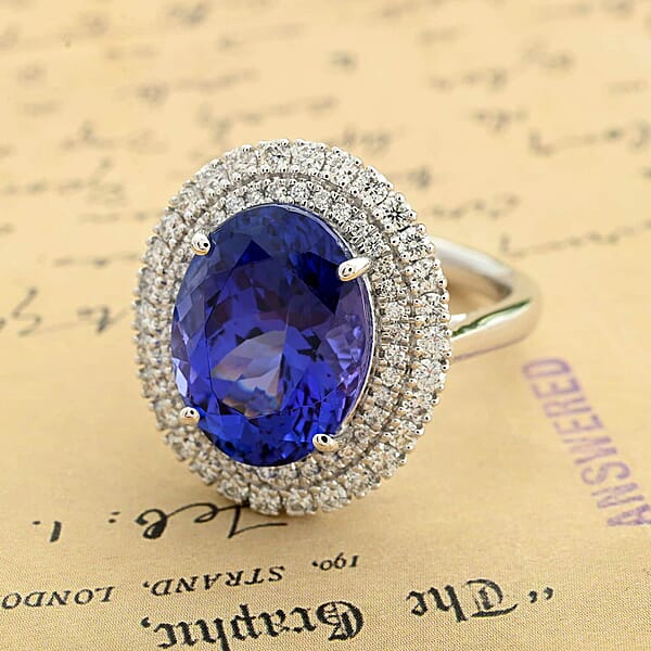 Shop Lc One Of A Kind Certified & Appraised Rhapsody 950 Platinum AAAA Tanzanite And E-F VS Diamond Ring 8.55 Grams 8.25 Ctw