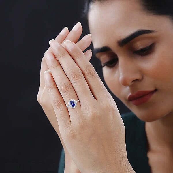 Shop Lc One Of A Kind Certified & Appraised Rhapsody 950 Platinum AAAA Tanzanite And E-F VS Diamond Double Halo Ring 6.13 Grams 2.60 Ctw