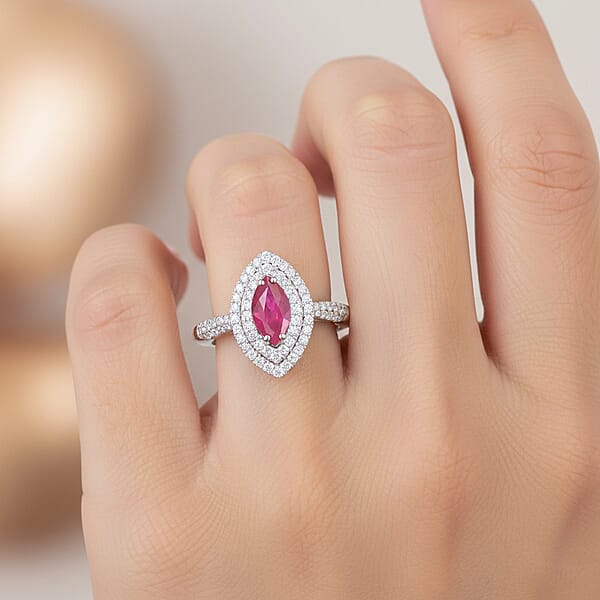 Shop Lc One Of A Kind Certified & Appraised Rhapsody AAAA Royal Thai Ruby And E-F VS Diamond 1.10 Ctw Ring In 950 Platinum 7.60 Grams