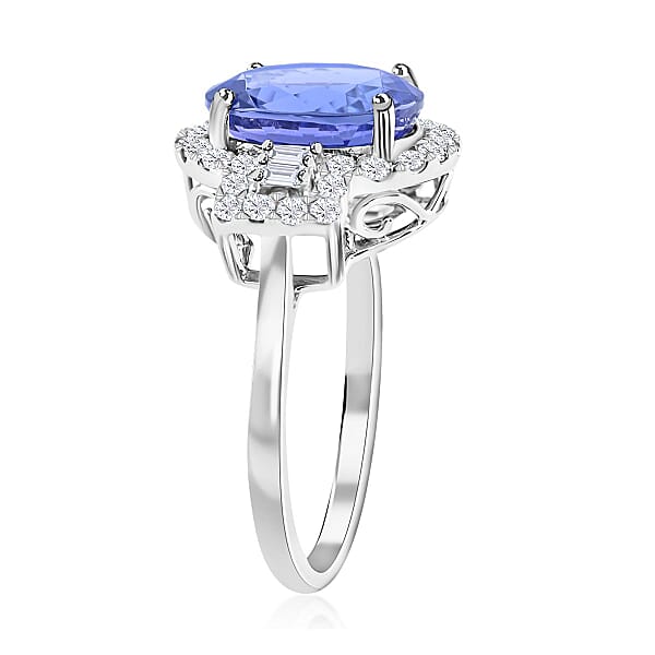 Shop Lc One Of A Kind Certified & Appraised Rhapsody AAAA Tanzanite And E-F VS Diamond 5.30 Ctw Halo Ring In 950 Platinum 6 Grams