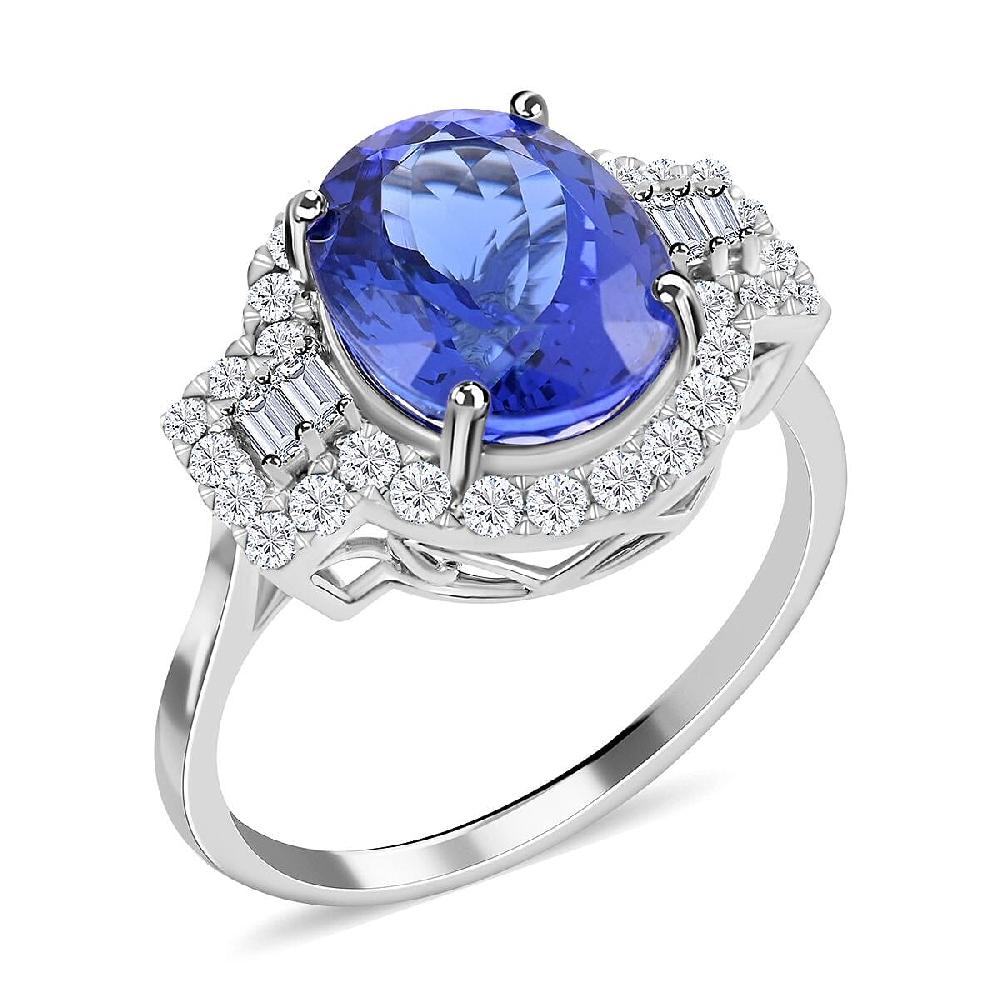 shop lc One Of A Kind Certified & Appraised Rhapsody AAAA Tanzanite and E-F VS Diamond 5.30 ctw Halo Ring in 950 Platinum 6 Grams