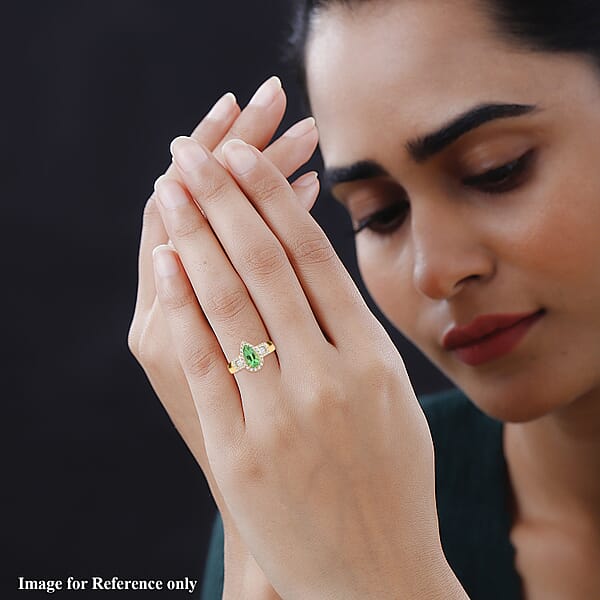 Shop Lc One Of A Kind Iliana 18K Yellow Gold AAA Boyaca Colombian Emerald And G-H SI Diamond Ring 5.86 Grams 1.60 Ctw