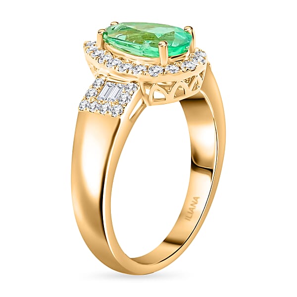 Shop Lc One Of A Kind Iliana 18K Yellow Gold AAA Boyaca Colombian Emerald And G-H SI Diamond Ring 5.86 Grams 1.60 Ctw