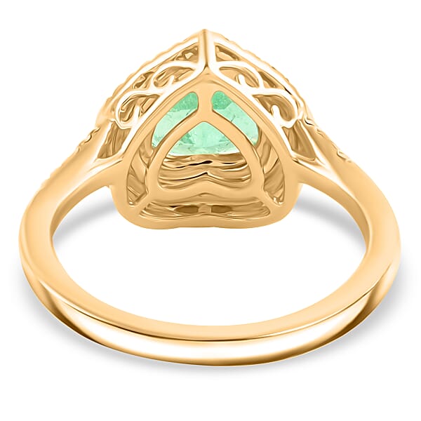 Shop Lc One Of A Kind Iliana 18K Yellow Gold AAA Boyaca Colombian Emerald And G-H SI Diamond Heart Shape Double Halo Ring 4.23 Grams 2.00 Ctw