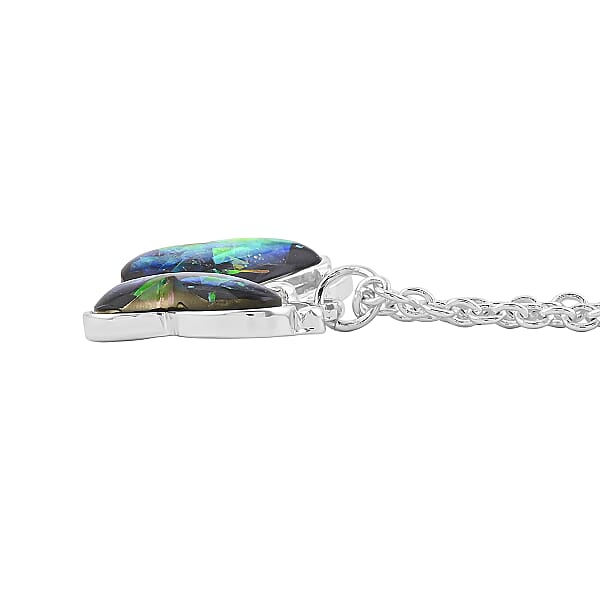 Shop Lc Opal 12.00 Ctw Butterfly Necklace In Silvertone 16-18 Inches