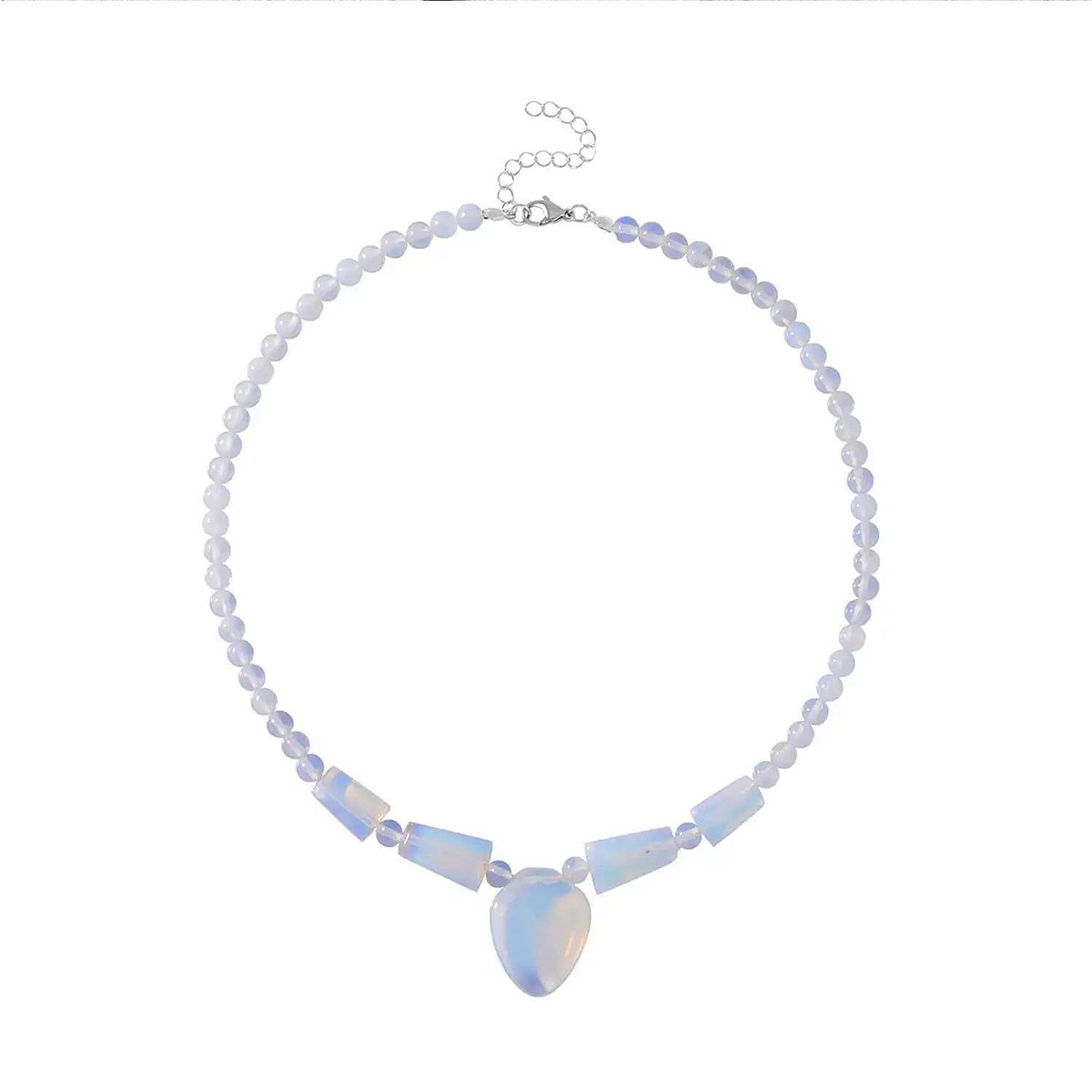 shop lc Opalite 171.35 ctw Beaded Necklace in Stainless Steel 18-20 Inches