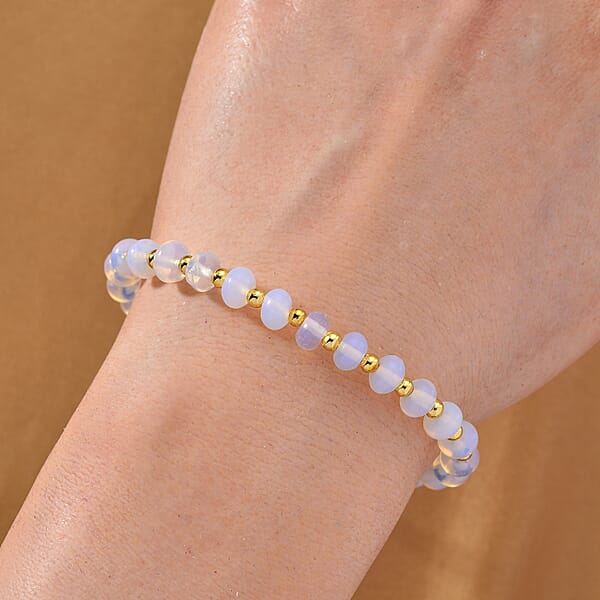 Shop Lc Opalite 20.00 Ctw Rondelle Beaded Bracelet In Goldtone (7-9In)