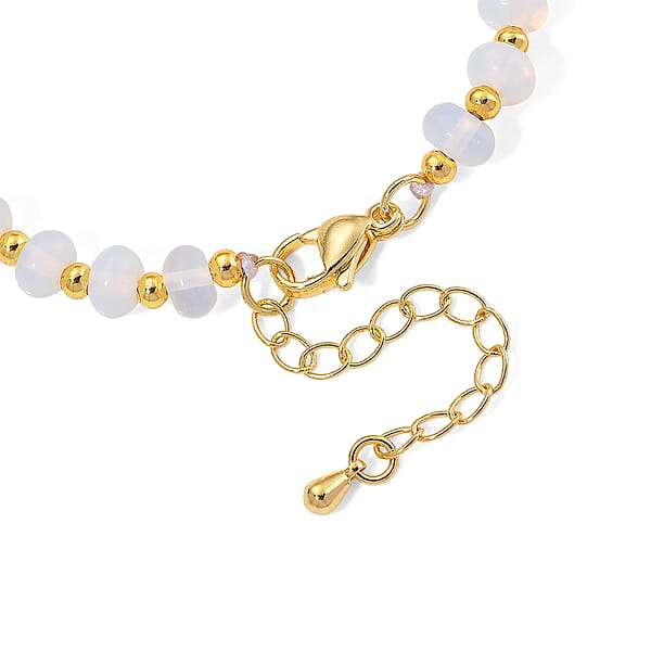Shop Lc Opalite 20.00 Ctw Rondelle Beaded Bracelet In Goldtone (7-9In)