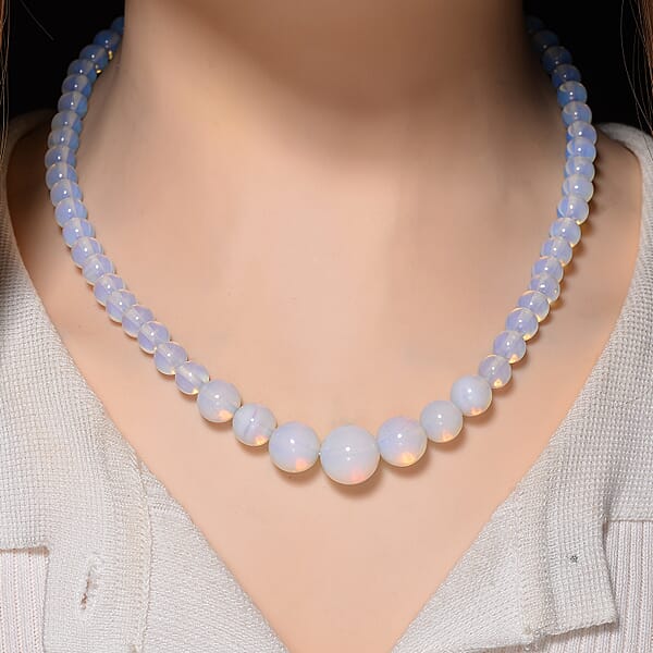 Shop Lc Opalite 200.00 Ctw Beaded Graduation Necklace 18-20 Inches In ION Plated YG Stainless Steel