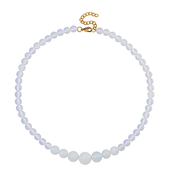 Shop Lc Opalite 200.00 Ctw Beaded Graduation Necklace 18-20 Inches In ION Plated YG Stainless Steel