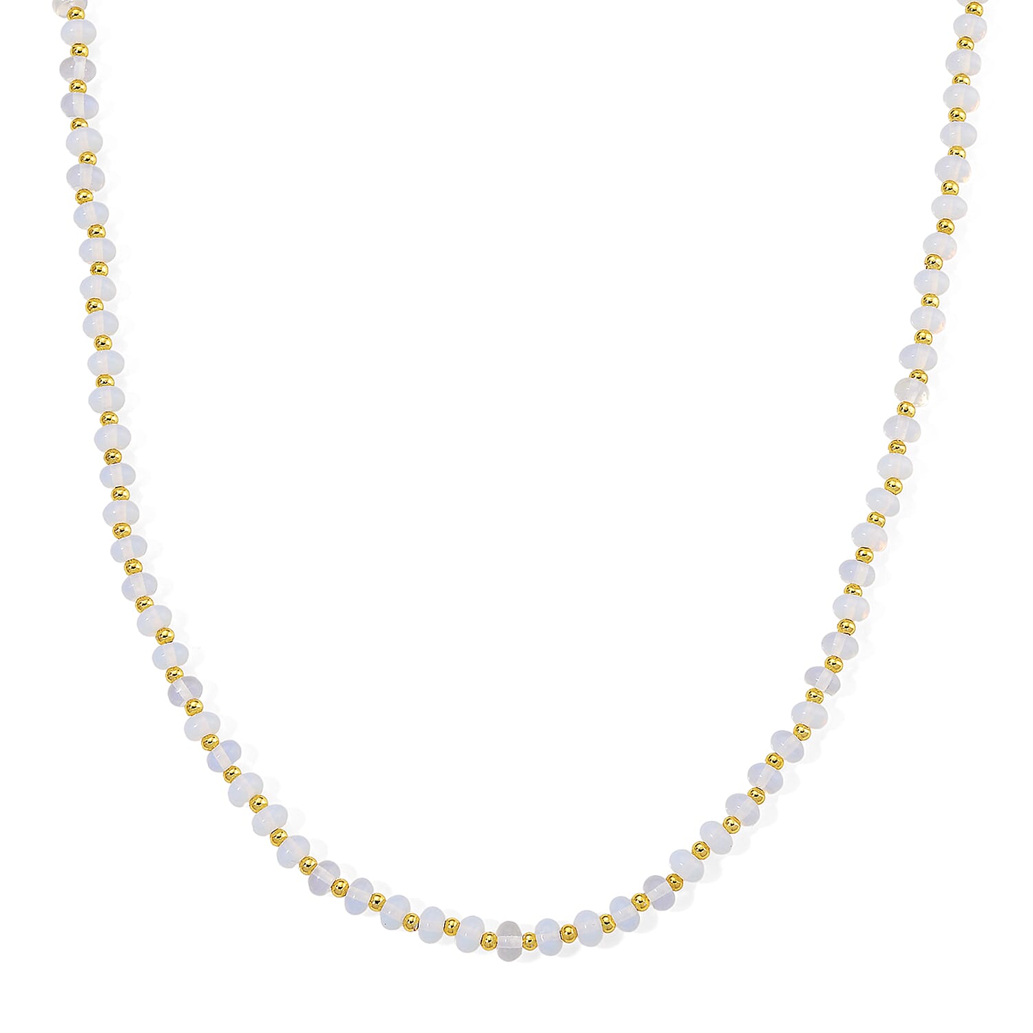 shop lc Opalite 60.00 ctw Rondelle Beaded Necklace in Goldtone 18-20 Inches
