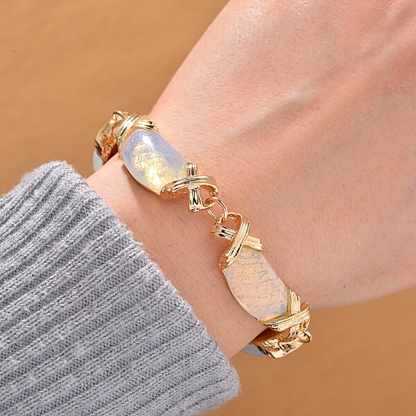 Shop Lc Opalite 65.00 Ctw Molto Kiss Bracelet In Goldtone (6-8In)
