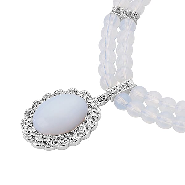 Shop Lc Opalite Beaded Necklace In Silvertone 18-20 Inches 95.00 Ctw