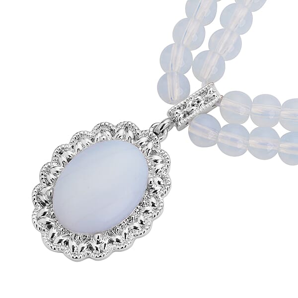 Shop Lc Opalite Beaded Necklace In Silvertone 18-20 Inches 95.00 Ctw