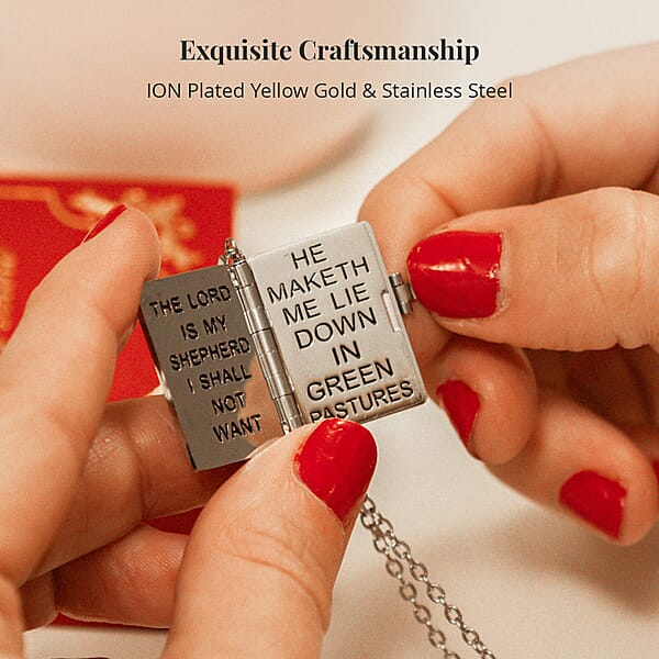 Shop Lc Openable Holy Cross Bible Pendant In ION Plated YG And Hypoallergenic Stainless Steel With Adjustable 24 Inch Necklace