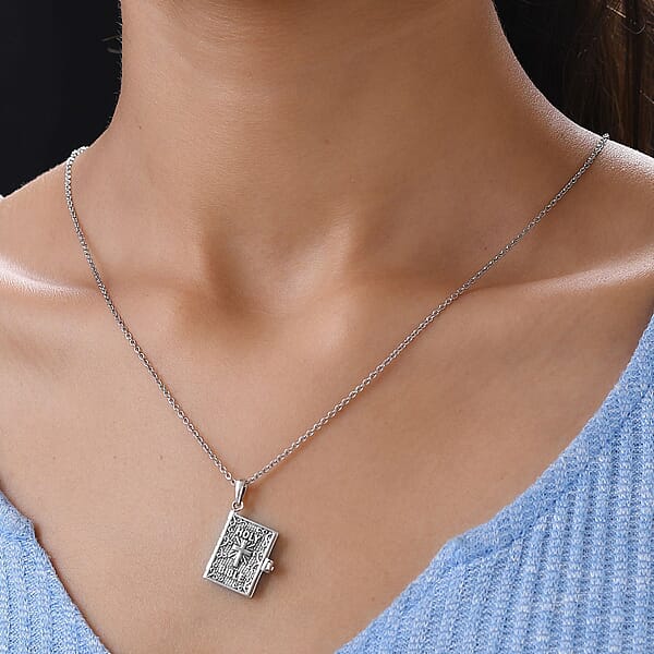 Shop Lc Openable Holy Cross Bible Pendant In Sterling Silver With Stainless Steel Necklace 20 Inches