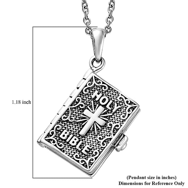 Shop Lc Openable Holy Cross Bible Pendant In Sterling Silver With Stainless Steel Necklace 20 Inches