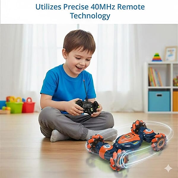 Shop Lc Orange 4 Wheel Light And Musical Stunt Car With Remote Control (25km/H Maximum Speed) (Charge For 2 Hours 3.7V 500mAH Lithium Battery)