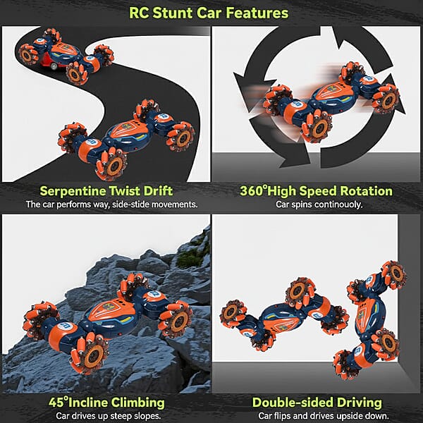 Shop Lc Orange 4 Wheel Light And Musical Stunt Car With Remote Control (25km/H Maximum Speed) (Charge For 2 Hours 3.7V 500mAH Lithium Battery)