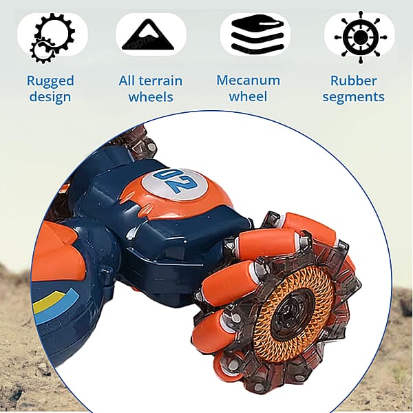 Shop Lc Orange 4 Wheel Light And Musical Stunt Car With Remote Control (25km/H Maximum Speed) (Charge For 2 Hours 3.7V 500mAH Lithium Battery)